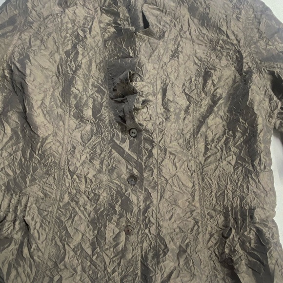 CHICO’S JOLENA CRINKLED JACKET WOMENS 2 TAN PARTY COCKTAILS - Picture 13 of 14